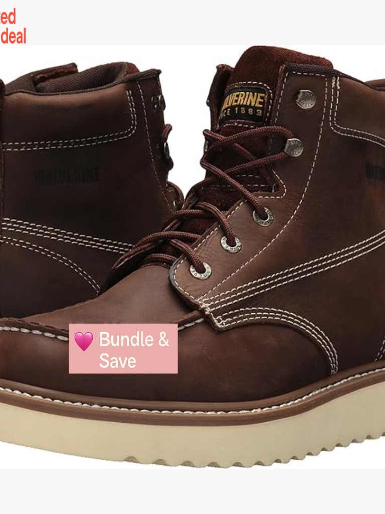 Men's 6" Steel Toe Wedge Work Boots - Leather Lace-Up Goodyear Welt